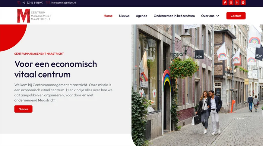 Website van Centrummanagement Maastricht, gemaakt door 043WEB