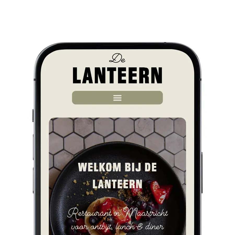 De website van De Lanteern op een smartphone